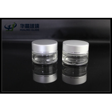 12ml Clear Cosmetic Glass Jar Silver Caps Glassware